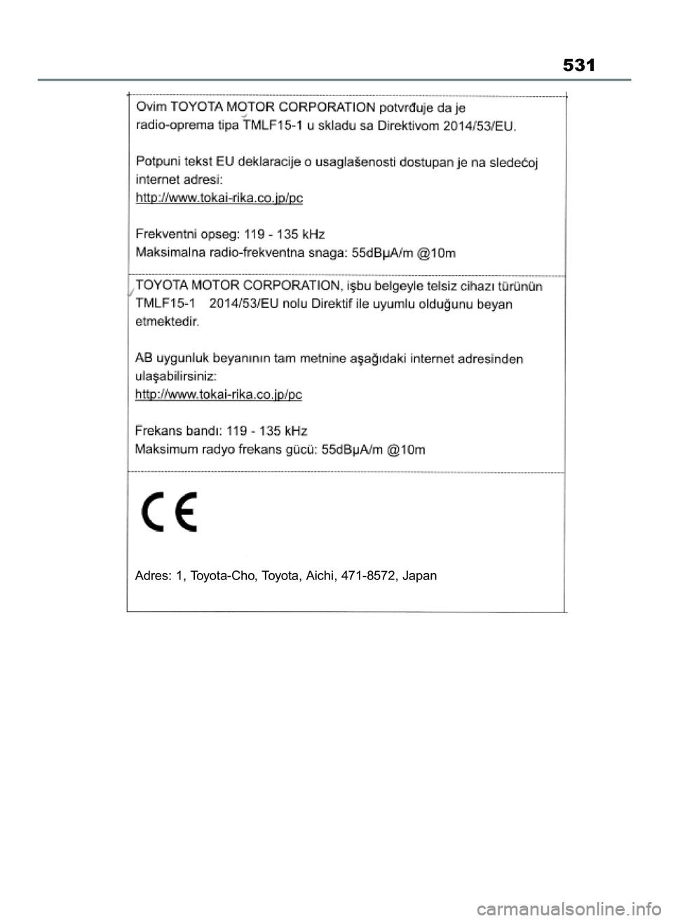 TOYOTA MIRAI 2020 Instrukcja obsługi (in Polish) 531
Adres: 1, Toyota-Cho, Toyota, Aichi, 471-8572, Japan
70 Mirai OM62035E 10/2/21 19:44 Page 531 TOYOTA MIRAI 2020 Instrukcja obsługi (in Polish) 531
Adres: 1, Toyota-Cho, Toyota, Aichi, 471-8572, Japan
70 Mirai OM62035E 10/2/21 19:44 Page 531