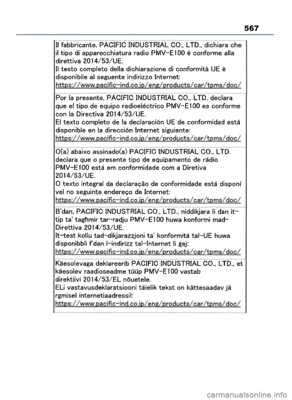 TOYOTA MIRAI 2020 Instrukcja obsługi (in Polish) 567
70 Mirai OM62035E 10/2/21 19:44 Page 567 TOYOTA MIRAI 2020 Instrukcja obsługi (in Polish) 567
70 Mirai OM62035E 10/2/21 19:44 Page 567