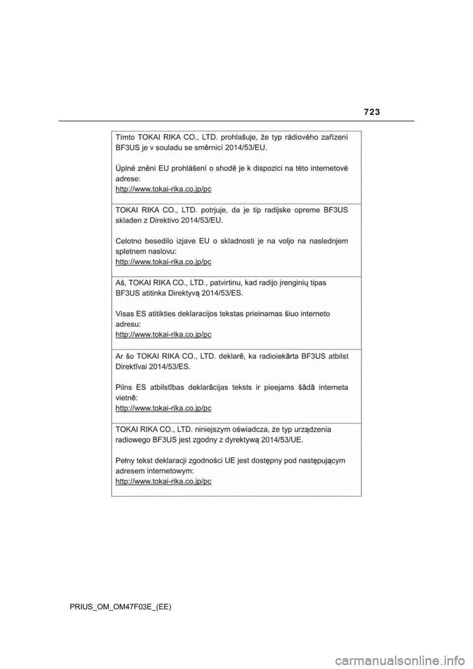 TOYOTA PRIUS 2022  Manual de utilização (in Portuguese) 723
PRIUS_OM_OM47F03E_(EE) 