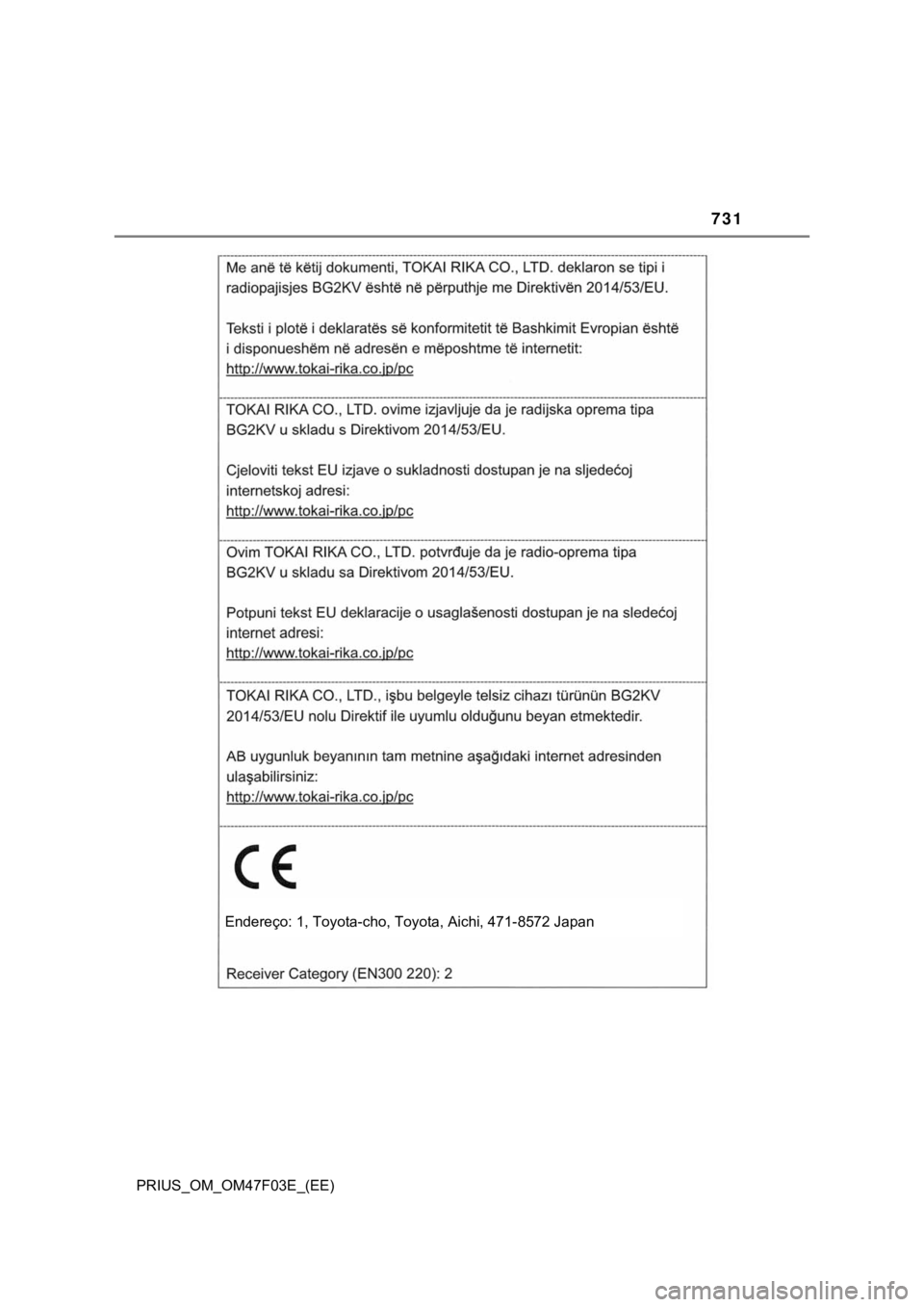 TOYOTA PRIUS 2022  Manual de utilização (in Portuguese) 731
PRIUS_OM_OM47F03E_(EE)
<002800510047004800550048006f0052001d00030014000f000300370052005c00520057004400100046004b0052000f000300370052005c005200570044000f00030024004c0046004b004c000f00030017001a0014