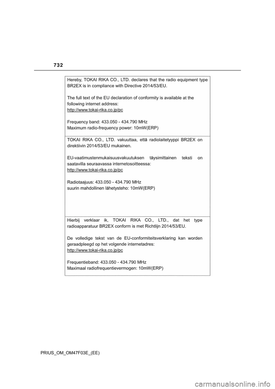 TOYOTA PRIUS 2022  Manual de utilização (in Portuguese) 732
PRIUS_OM_OM47F03E_(EE) 