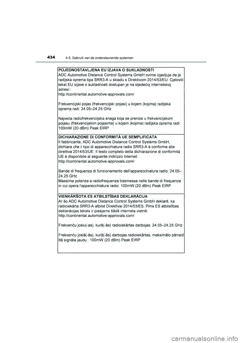 TOYOTA PRIUS 2021  Instructieboekje (in Dutch) 4344-5. Gebruik van de ondersteunende systemen
PRIUS_OM_OM47E11E_(EE)
PRIUS_OM_OM47E11E_(EE).book  Page 434  Monday, July 6, 2020  1:18 PM 