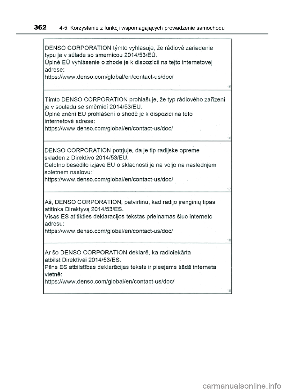 TOYOTA PRIUS 2021  Instrukcja obsługi (in Polish) 3624-5. Korzystanie z funkcji wspomagajàcych prowadzenie samochodu
39 PRIUS OM47E11E  18/8/20  14:46  Page 362 