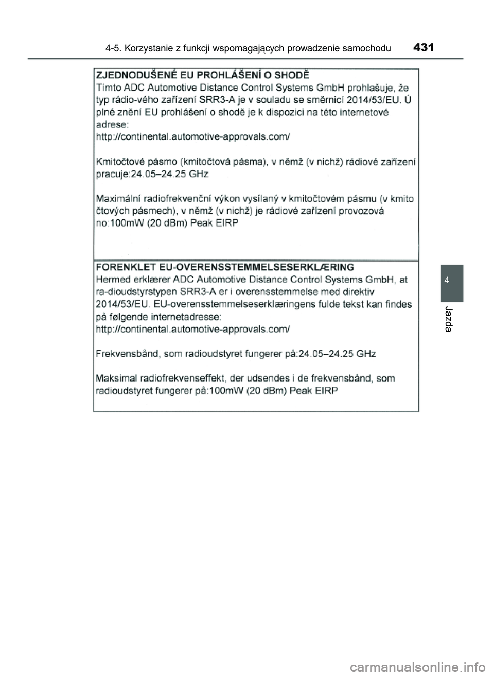 TOYOTA PRIUS 2021 Instrukcja obsługi (in Polish) 4-5. Korzystanie z funkcji wspomagajàcych prowadzenie samochodu431
4
Jazda
39 PRIUS OM47E11E 18/8/20 14:46 Page 431 TOYOTA PRIUS 2021 Instrukcja obsługi (in Polish) 4-5. Korzystanie z funkcji wspomagajàcych prowadzenie samochodu431
4
Jazda
39 PRIUS OM47E11E 18/8/20 14:46 Page 431