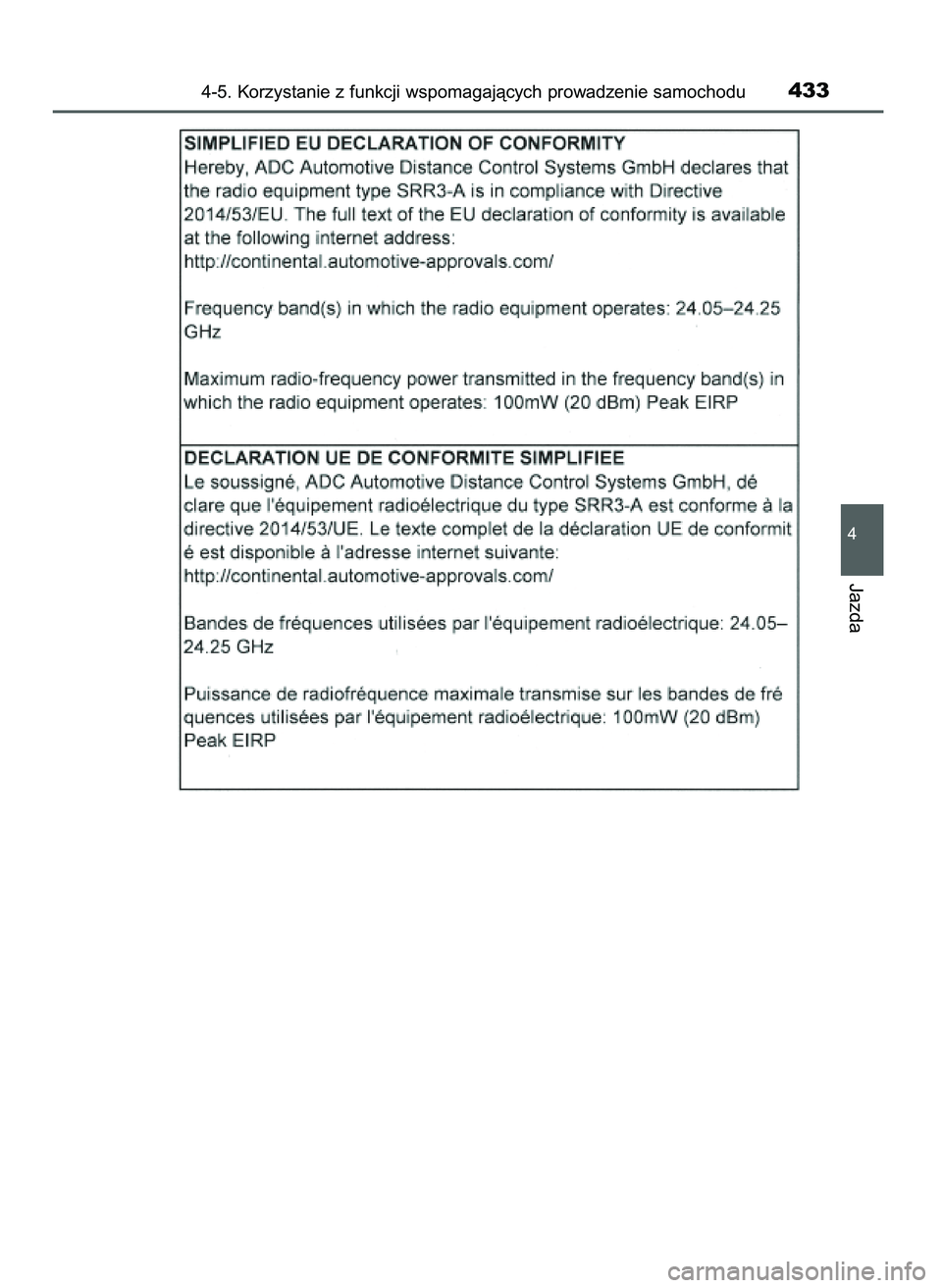 TOYOTA PRIUS 2021 Instrukcja obsługi (in Polish) 4-5. Korzystanie z funkcji wspomagajàcych prowadzenie samochodu433
4
Jazda
39 PRIUS OM47E11E 18/8/20 14:46 Page 433 TOYOTA PRIUS 2021 Instrukcja obsługi (in Polish) 4-5. Korzystanie z funkcji wspomagajàcych prowadzenie samochodu433
4
Jazda
39 PRIUS OM47E11E 18/8/20 14:46 Page 433