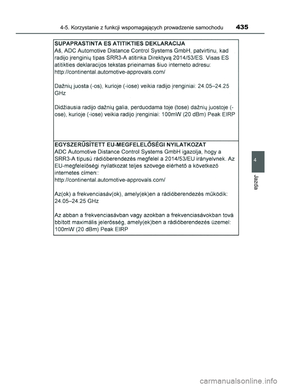 TOYOTA PRIUS 2021 Instrukcja obsługi (in Polish) 4-5. Korzystanie z funkcji wspomagajàcych prowadzenie samochodu435
4
Jazda
39 PRIUS OM47E11E 18/8/20 14:46 Page 435 TOYOTA PRIUS 2021 Instrukcja obsługi (in Polish) 4-5. Korzystanie z funkcji wspomagajàcych prowadzenie samochodu435
4
Jazda
39 PRIUS OM47E11E 18/8/20 14:46 Page 435
