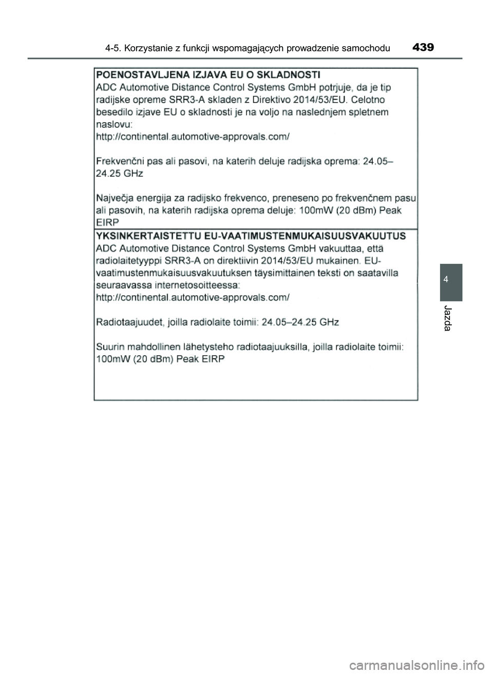 TOYOTA PRIUS 2021 Instrukcja obsługi (in Polish) 4-5. Korzystanie z funkcji wspomagajàcych prowadzenie samochodu439
4
Jazda
39 PRIUS OM47E11E 18/8/20 14:46 Page 439 TOYOTA PRIUS 2021 Instrukcja obsługi (in Polish) 4-5. Korzystanie z funkcji wspomagajàcych prowadzenie samochodu439
4
Jazda
39 PRIUS OM47E11E 18/8/20 14:46 Page 439
