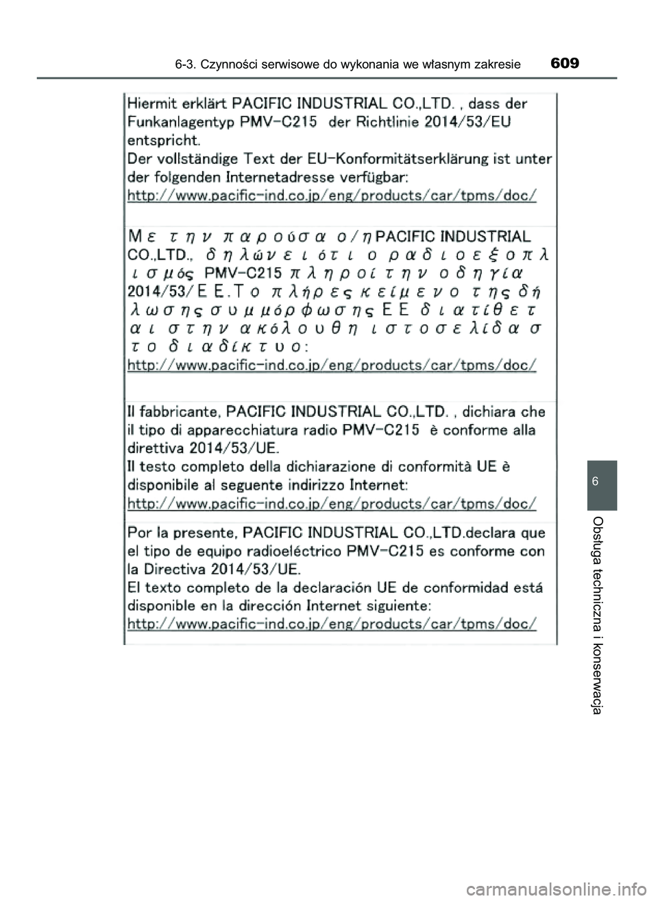 TOYOTA PRIUS 2021 Instrukcja obsługi (in Polish) 6-3. CzynnoÊci serwisowe do wykonania we w∏asnym zakresie609
6
Obs∏uga techniczna i konserwacja
39 PRIUS OM47E11E 18/8/20 14:47 Page 609 TOYOTA PRIUS 2021 Instrukcja obsługi (in Polish) 6-3. CzynnoÊci serwisowe do wykonania we w∏asnym zakresie609
6
Obs∏uga techniczna i konserwacja
39 PRIUS OM47E11E 18/8/20 14:47 Page 609