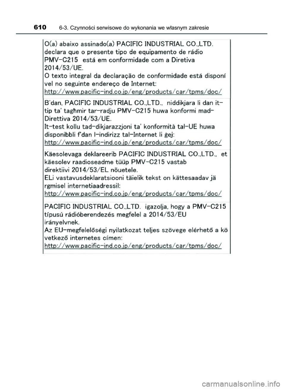 TOYOTA PRIUS 2021 Instrukcja obsługi (in Polish) 6106-3. CzynnoÊci serwisowe do wykonania we w∏asnym zakresie
39 PRIUS OM47E11E 18/8/20 14:47 Page 610 TOYOTA PRIUS 2021 Instrukcja obsługi (in Polish) 6106-3. CzynnoÊci serwisowe do wykonania we w∏asnym zakresie
39 PRIUS OM47E11E 18/8/20 14:47 Page 610