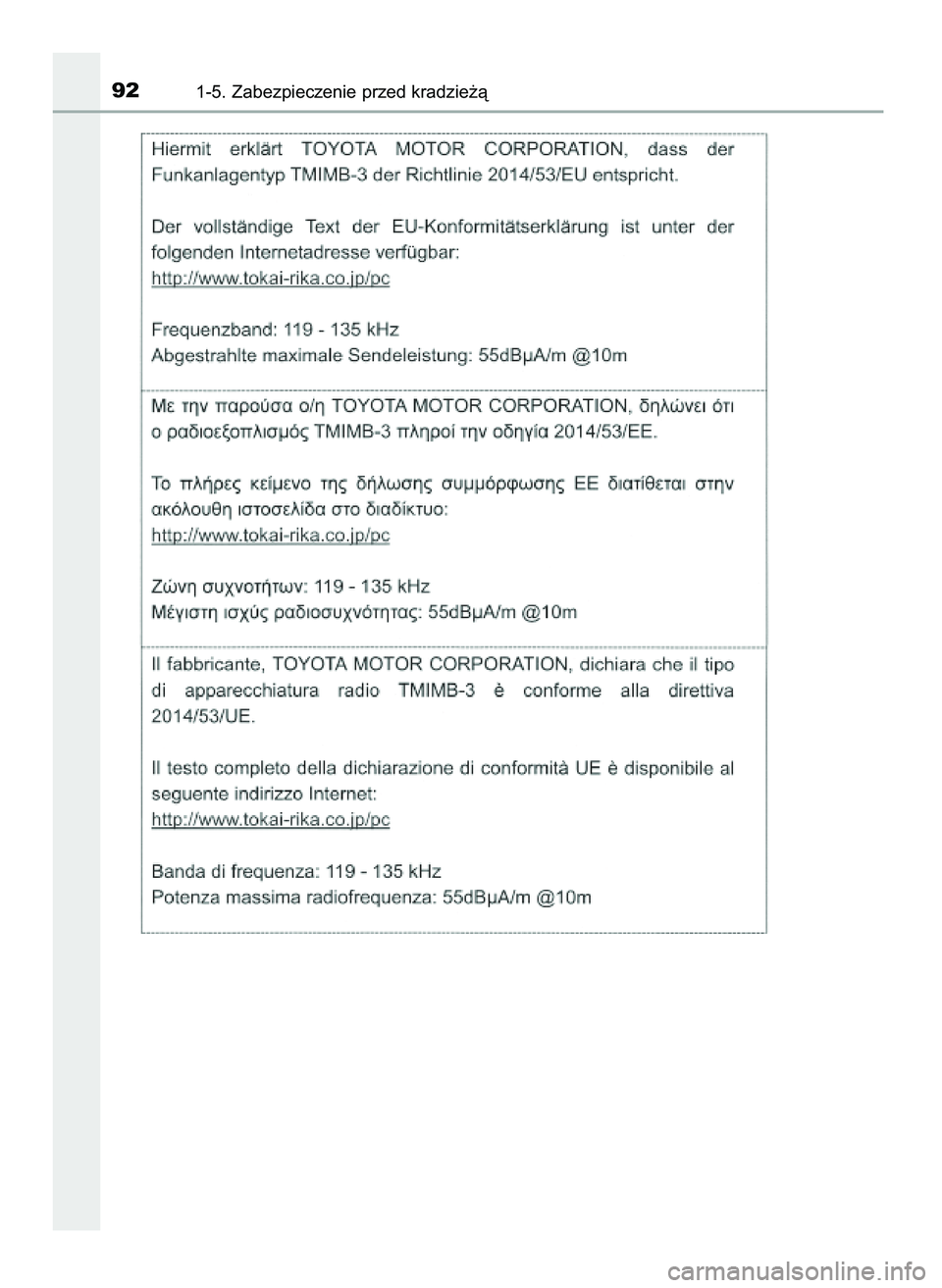 TOYOTA PRIUS 2021  Instrukcja obsługi (in Polish) 921-5. Zabezpieczenie przed kradzie˝à
39 PRIUS OM47E11E  18/8/20  14:44  Page 92 