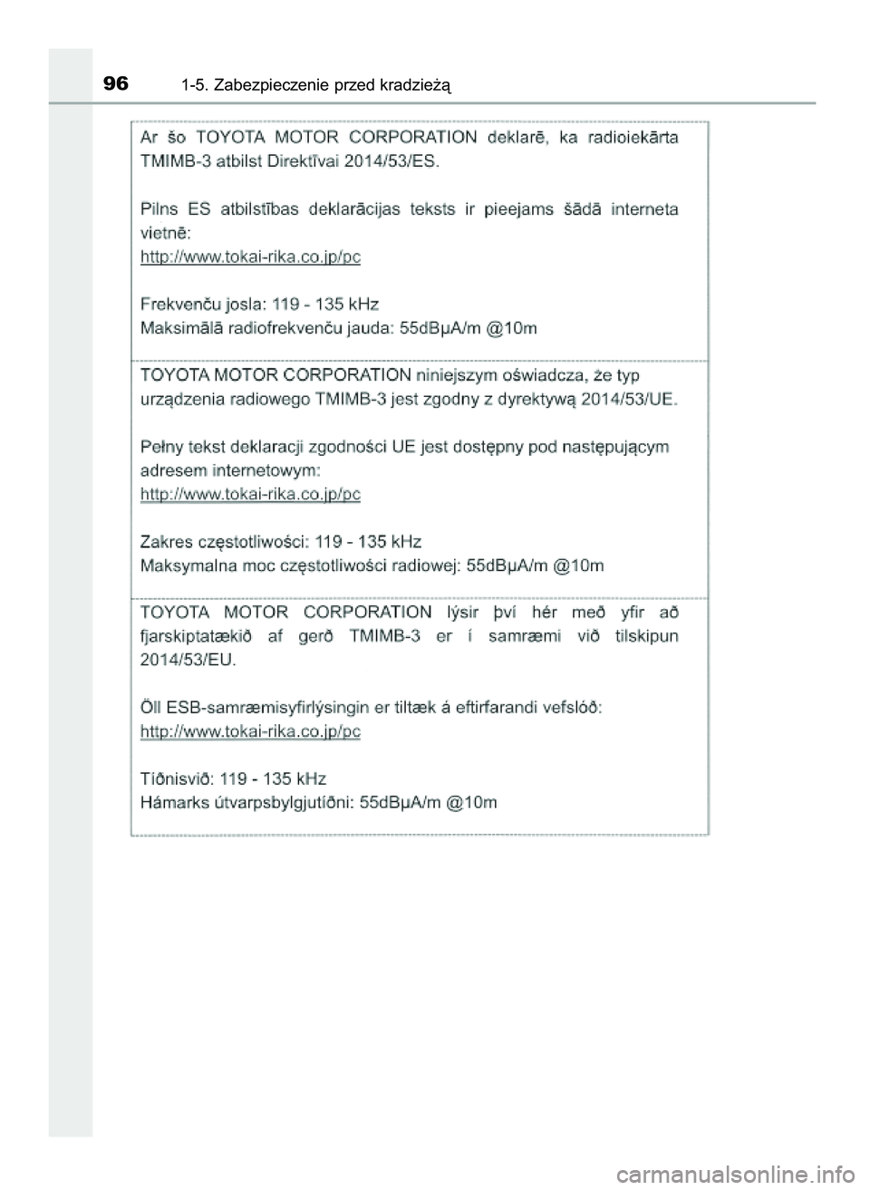 TOYOTA PRIUS 2021  Instrukcja obsługi (in Polish) 961-5. Zabezpieczenie przed kradzie˝à
39 PRIUS OM47E11E  18/8/20  14:45  Page 96 