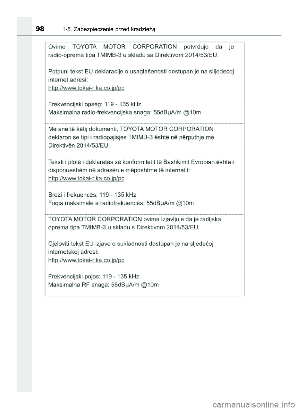 TOYOTA PRIUS 2021  Instrukcja obsługi (in Polish) 981-5. Zabezpieczenie przed kradzie˝à
39 PRIUS OM47E11E  18/8/20  14:45  Page 98 