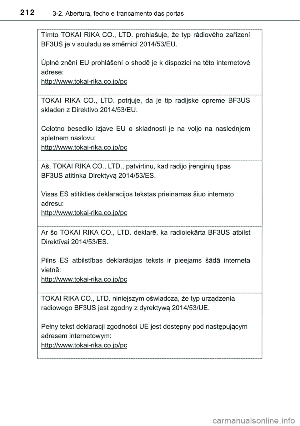 TOYOTA PRIUS 2021 Manual de utilização (in Portuguese) 2123-2. Abertura, fecho e trancamento das portas TOYOTA PRIUS 2021 Manual de utilização (in Portuguese) 2123-2. Abertura, fecho e trancamento das portas