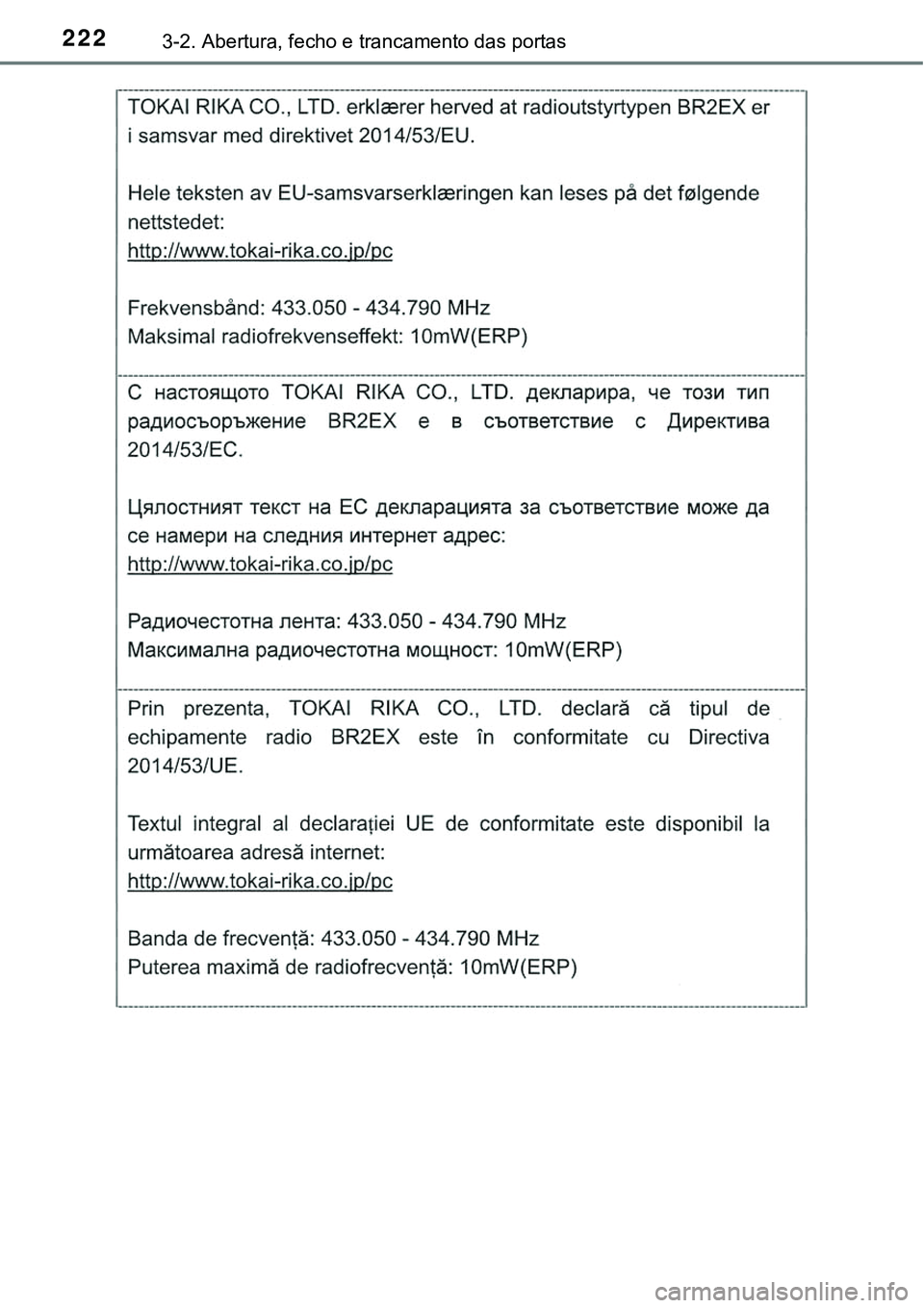 TOYOTA PRIUS 2021 Manual de utilização (in Portuguese) 2223-2. Abertura, fecho e trancamento das portas TOYOTA PRIUS 2021 Manual de utilização (in Portuguese) 2223-2. Abertura, fecho e trancamento das portas