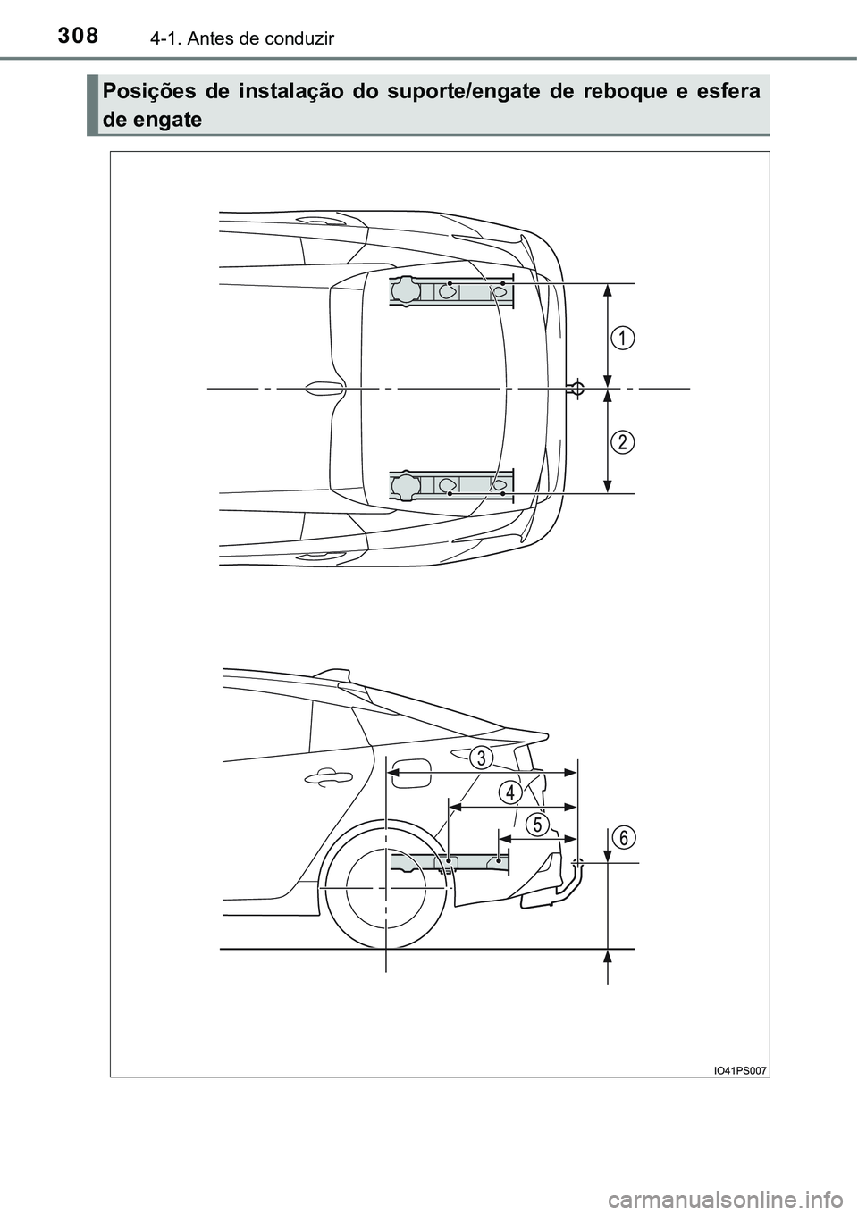 TOYOTA PRIUS 2021  Manual de utilização (in Portuguese) 3084-1. Antes de conduzir
Posições  de  instalação  do  suporte/engate  de  reboque  e  esfera
de engate 
