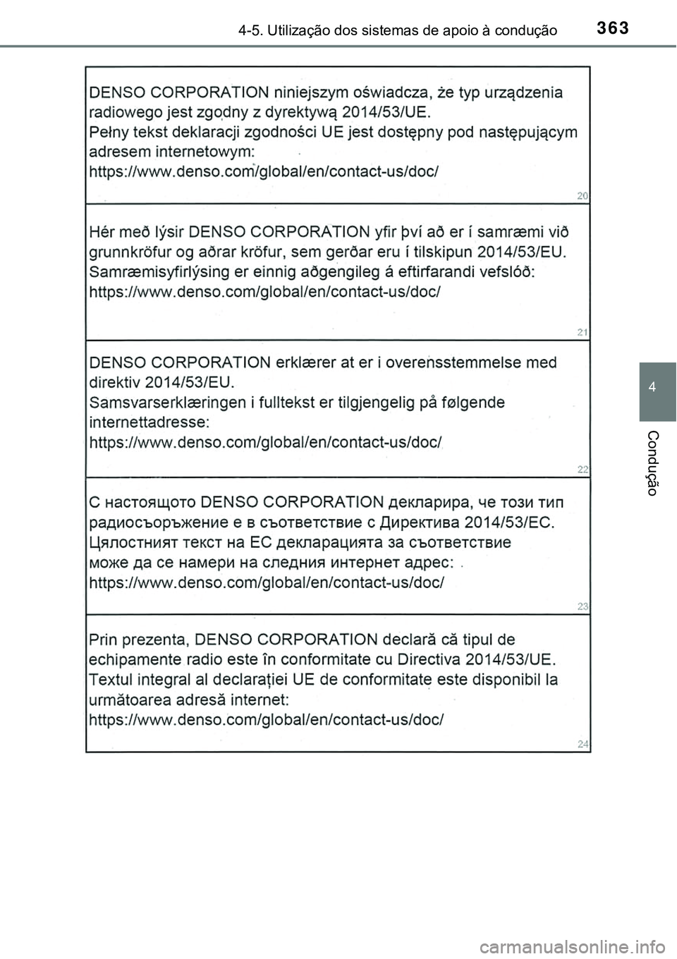 TOYOTA PRIUS 2021  Manual de utilização (in Portuguese) 3634-5. Utilização dos sistemas de apoio à condução
4
Condução 