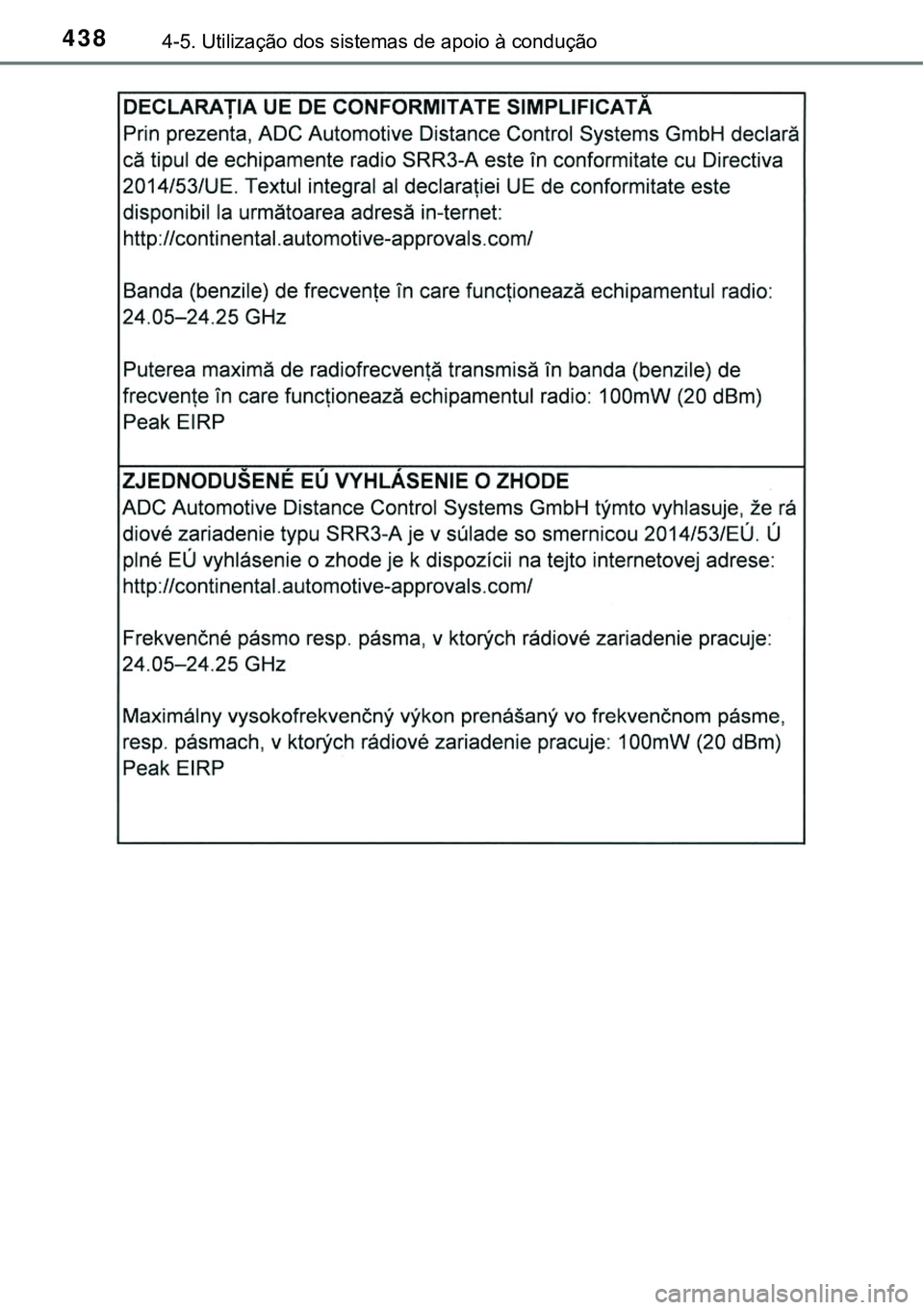 TOYOTA PRIUS 2021  Manual de utilização (in Portuguese) 4384-5. Utilização dos sistemas de apoio à condução 