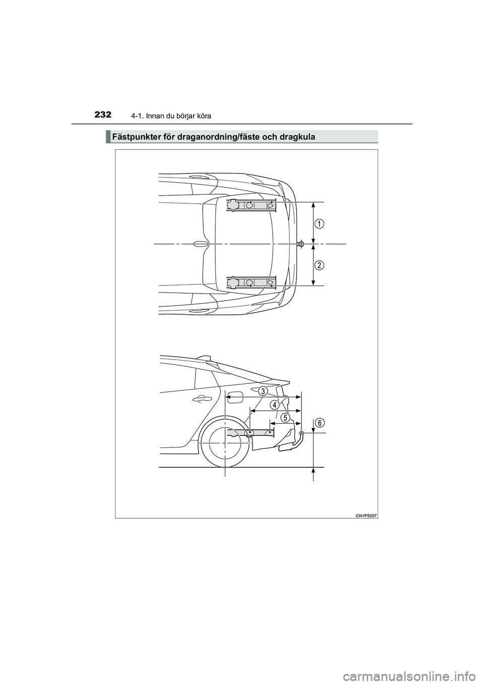 TOYOTA PRIUS 2021  Bruksanvisningar (in Swedish) 2324-1. Innan du börjar köra
PRIUS_OM_OM47B91E_(EE)
Fästpunkter för draganordning/fäste och dragkula
OM47E11SE.book  Page 232  Friday, December 4, 2020  9:54 AM 