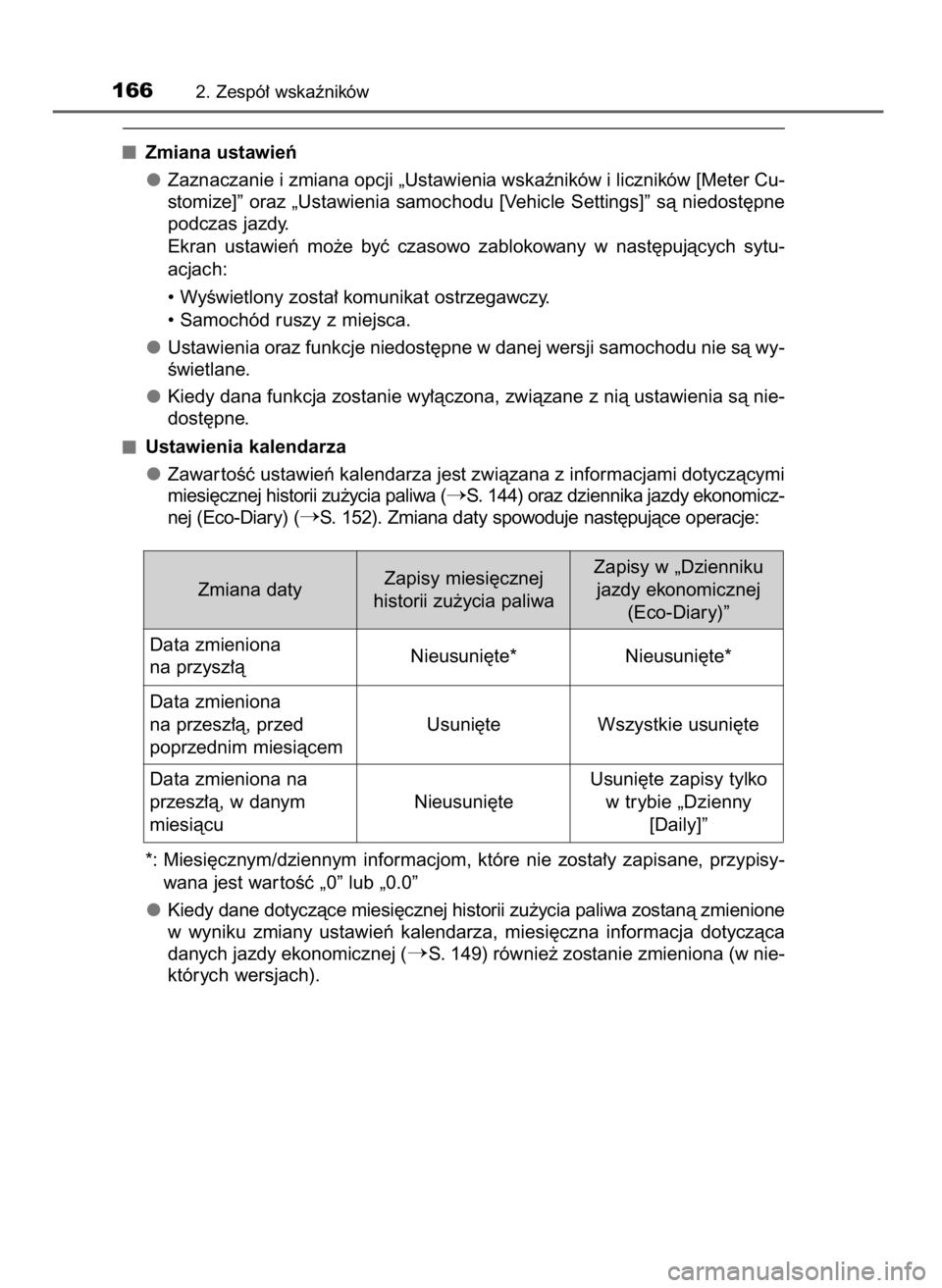 TOYOTA PRIUS 2020  Instrukcja obsługi (in Polish) Zmiana ustawieƒ
Zaznaczanie i zmiana opcji „Ustawienia wskaêników i liczników [Meter Cu-
stomize]” oraz „Ustawienia samochodu [Vehicle Settings]” sà niedost´pne
podczas jazdy.
Ekran  ust