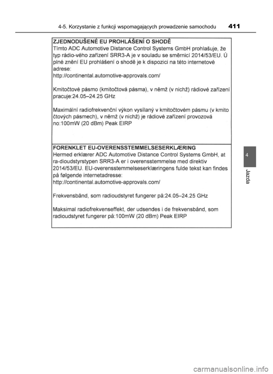 TOYOTA PRIUS 2020 Instrukcja obsługi (in Polish) 4-5. Korzystanie z funkcji wspomagajàcych prowadzenie samochodu411
4
Jazda
30 PRIUS OM47D46E 7/8/19 10:34 Page 411 (Black plate) TOYOTA PRIUS 2020 Instrukcja obsługi (in Polish) 4-5. Korzystanie z funkcji wspomagajàcych prowadzenie samochodu411
4
Jazda
30 PRIUS OM47D46E 7/8/19 10:34 Page 411 (Black plate)