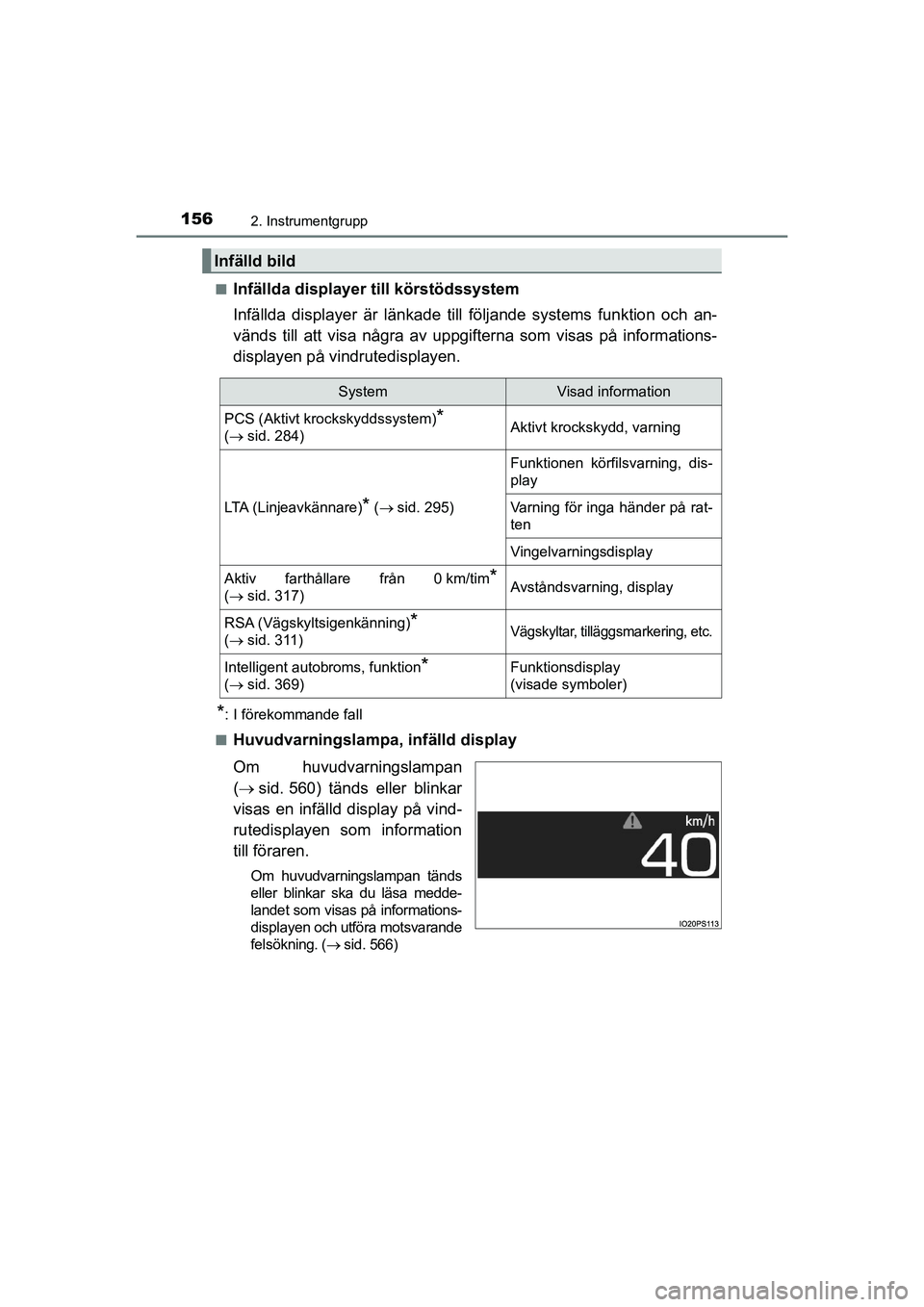TOYOTA PRIUS 2020 Bruksanvisningar (in Swedish) 1562. Instrumentgrupp
PRIUS_OM_OM47B91E_(EE)n
Infällda displayer till körstödssystem
Infällda displayer är länkade till
följande systems funktion och an-
vänds till att visa några av uppgift TOYOTA PRIUS 2020 Bruksanvisningar (in Swedish) 1562. Instrumentgrupp
PRIUS_OM_OM47B91E_(EE)n
Infällda displayer till körstödssystem
Infällda displayer är länkade till
följande systems funktion och an-
vänds till att visa några av uppgift