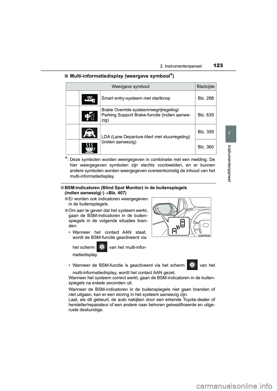 TOYOTA PRIUS 2019  Instructieboekje (in Dutch) 1232. Instrumentenpaneel
2
Instrumentenpaneel
PRIUS_OM_OM47C37E_(EE)■
Multi-informatiedisp
lay (weergave symbool*)
*: Deze  symbolen  worden  weergegeven  in  combinatie  met  een  melding .  De
hie