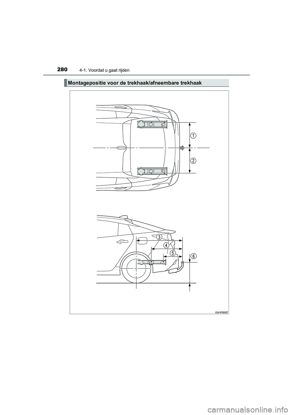 TOYOTA PRIUS 2019 Instructieboekje (in Dutch) 2804-1. Voordat u gaat rijden
PRIUS_OM_OM47C37E_(EE)
Montagepositie voor de trekhaak/afneembare trekhaak
PRIUS_OM_OM47C37E_(EE).book Page 280 Tuesday, November 20, 2018 2:06 PM TOYOTA PRIUS 2019 Instructieboekje (in Dutch) 2804-1. Voordat u gaat rijden
PRIUS_OM_OM47C37E_(EE)
Montagepositie voor de trekhaak/afneembare trekhaak
PRIUS_OM_OM47C37E_(EE).book Page 280 Tuesday, November 20, 2018 2:06 PM