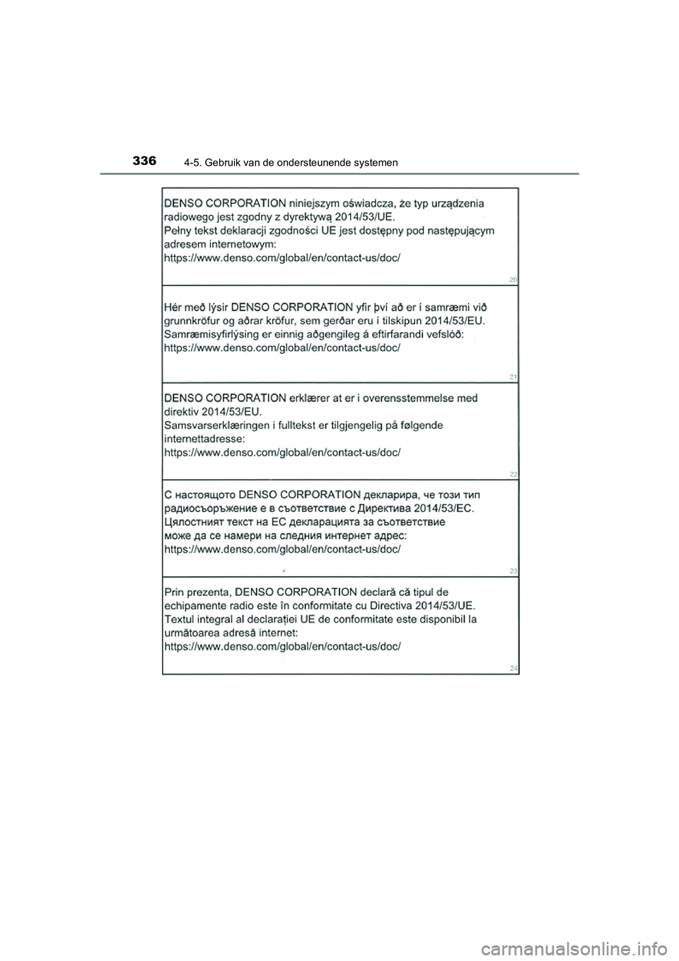 TOYOTA PRIUS 2019  Instructieboekje (in Dutch) 3364-5. Gebruik van de ondersteunende systemen
PRIUS_OM_OM47C37E_(EE)
PRIUS_OM_OM47C37E_(EE).book  Page 336  Tuesday, November 20, 2018  2:06 PM 