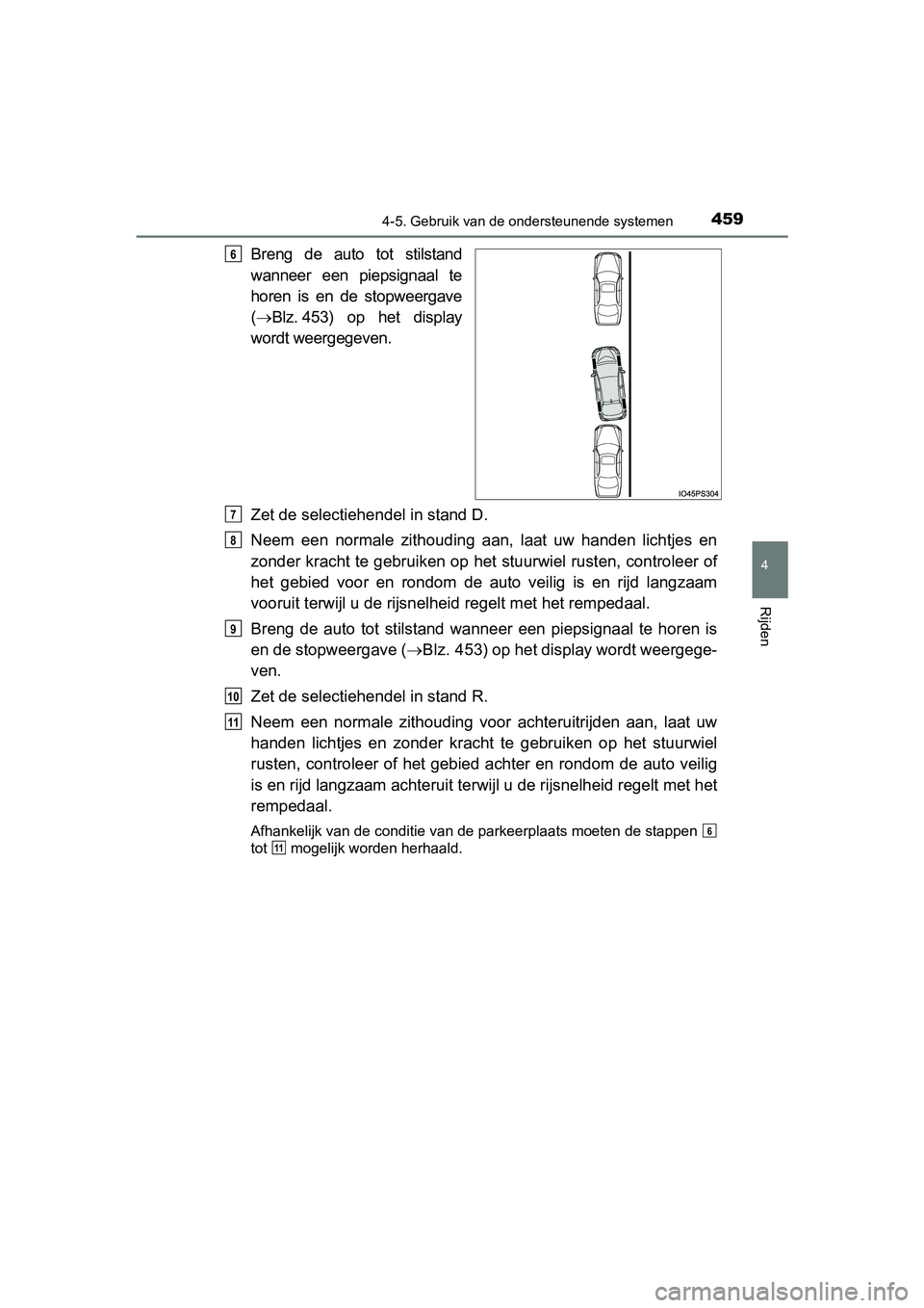 TOYOTA PRIUS 2019 Instructieboekje (in Dutch) 4594-5. Gebruik van de ondersteunende systemen
4
Rijden
PRIUS_OM_OM47C37E_(EE)
Breng de auto tot stilstand
wanneer een piepsignaal te
horen is en de stopweergave
( Blz. 453) op het di TOYOTA PRIUS 2019 Instructieboekje (in Dutch) 4594-5. Gebruik van de ondersteunende systemen
4
Rijden
PRIUS_OM_OM47C37E_(EE)
Breng de auto tot stilstand
wanneer een piepsignaal te
horen is en de stopweergave
( Blz. 453) op het di