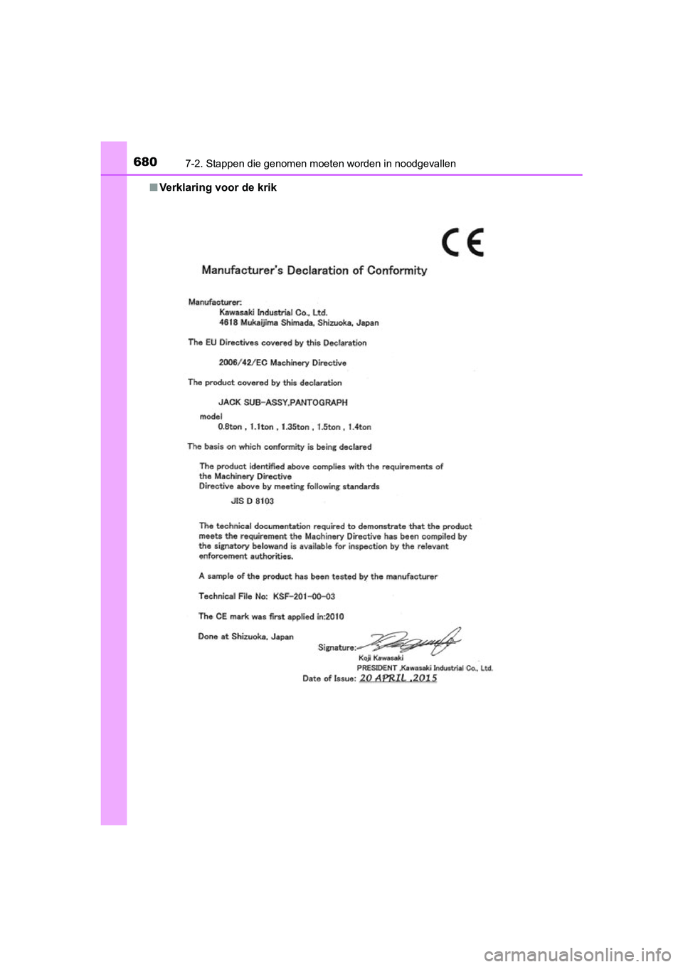 TOYOTA PRIUS 2019 Instructieboekje (in Dutch) 6807-2. Stappen die genomen moeten worden in noodgevallen
PRIUS_OM_OM47C37E_(EE)
■Verklaring voor de krik
PRIUS_OM_OM47C37E_(EE).book Pag e 680 Tuesday, November 20, 2018 2:06 PM TOYOTA PRIUS 2019 Instructieboekje (in Dutch) 6807-2. Stappen die genomen moeten worden in noodgevallen
PRIUS_OM_OM47C37E_(EE)
■Verklaring voor de krik
PRIUS_OM_OM47C37E_(EE).book Pag e 680 Tuesday, November 20, 2018 2:06 PM
