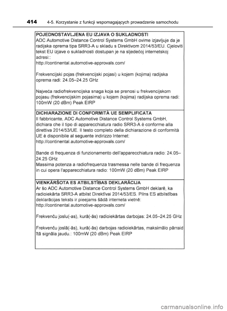 TOYOTA PRIUS 2019 Instrukcja obsługi (in Polish) 4144-5. Korzystanie z funkcji wspomagajàcych prowadzenie samochodu
30 PRIUS OM47D46E 7/8/19 10:34 Page 414 (Black plate) TOYOTA PRIUS 2019 Instrukcja obsługi (in Polish) 4144-5. Korzystanie z funkcji wspomagajàcych prowadzenie samochodu
30 PRIUS OM47D46E 7/8/19 10:34 Page 414 (Black plate)