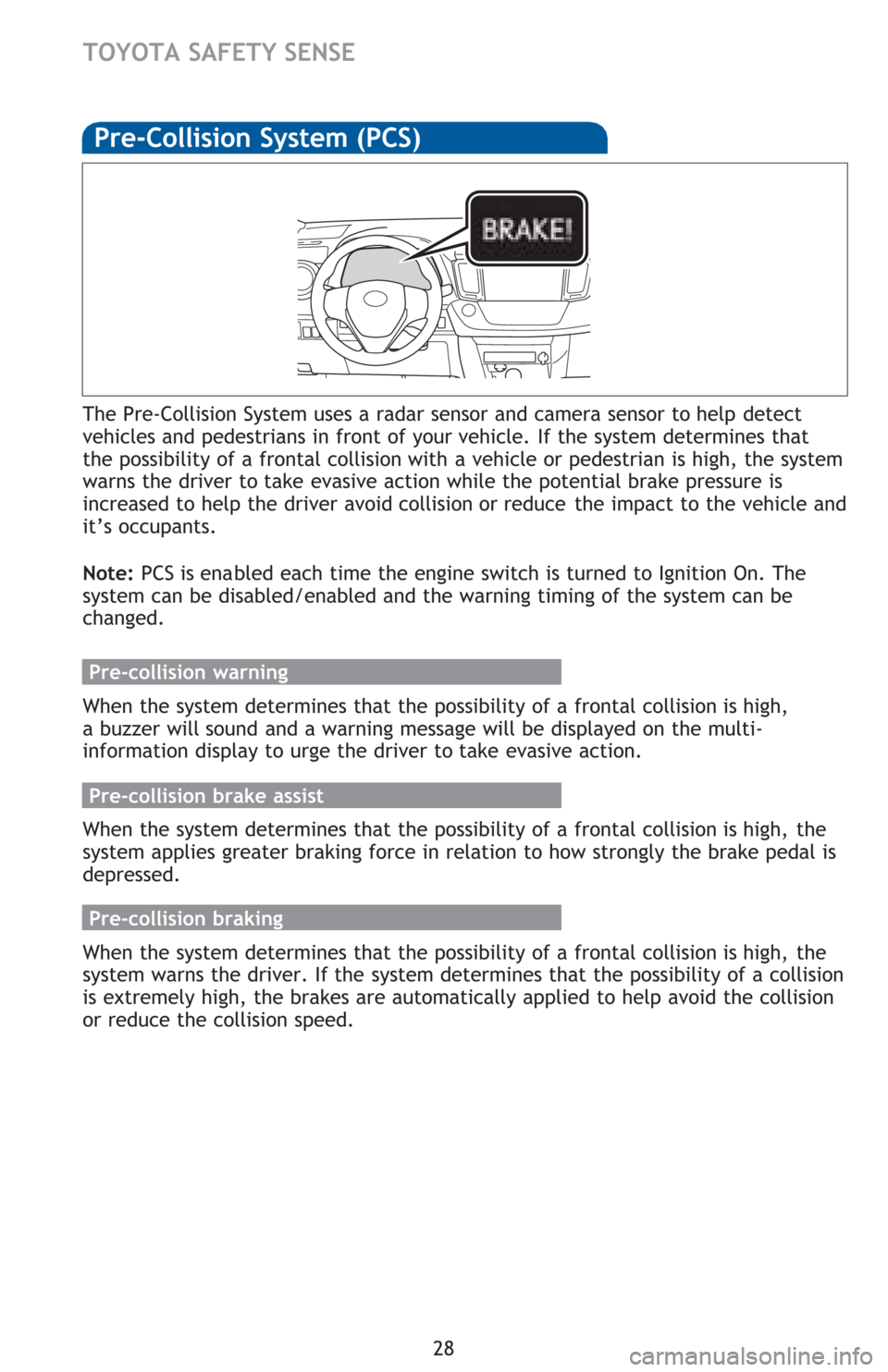 TOYOTA RAV4 2016 XA40 / 4.G Quick Reference Guide ��
�7�2�<�2�7�$��6�$�)�(�7�<��6�(�1�6�(
�
�3�U�H��&�R�O�O�L�V�L�R�Q��6�\�V�W�H�P���3�&�6�
�7�K�H��3�U�H��&�R�O�O�L�V�L�R�Q��6�\�V�W�H�P��X�V�H�V��D��U�D�G�D�U��V�H�Q�V�R�U��D�Q�G��F