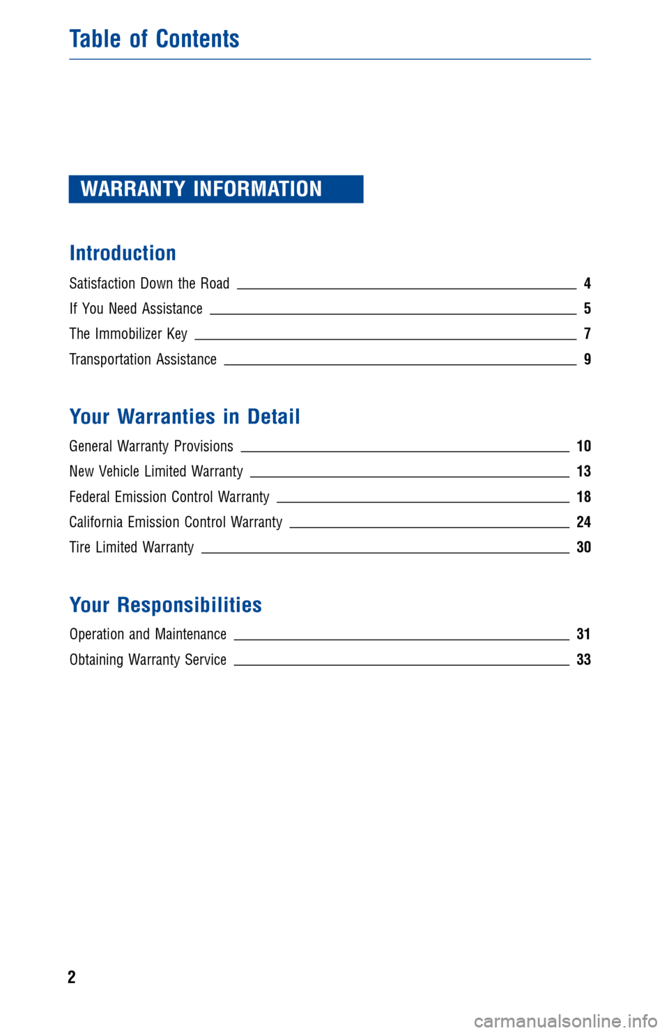 TOYOTA RAV4 HYBRID 2016 XA40 / 4.G Warranty And Maintenance Guide WARRANTY INFORMATION
Introduction
Satisfaction Down the Road4
If You Need Assistance5
The Immobilizer Key7
Transportation Assistance9
Your Warranties in Detail
General Warranty Provisions10
New Vehicl