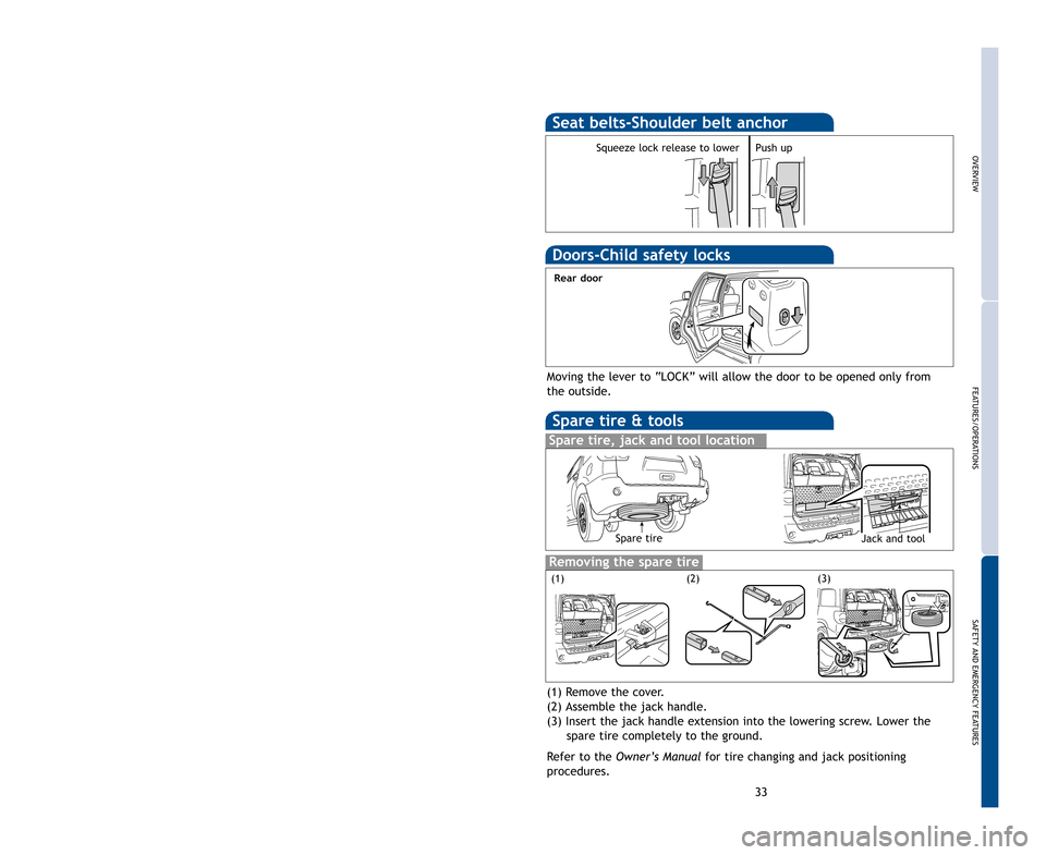 TOYOTA SEQUOIA 2011 2.G Quick Reference Guide 2011
Sequoia
!A word about safe vehicle operations
This
Quick Reference Guide is a summary of basic vehicle
operations. It contains brief descriptions of fundamental
operations so you can locate and TOYOTA SEQUOIA 2011 2.G Quick Reference Guide 2011
Sequoia
!A word about safe vehicle operations
This
Quick Reference Guide is a summary of basic vehicle
operations. It contains brief descriptions of fundamental
operations so you can locate and