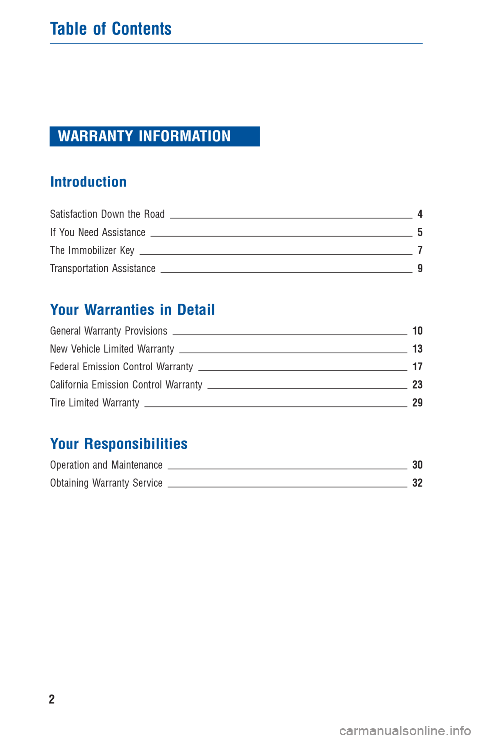 TOYOTA SEQUOIA 2014 2.G Warranty And Maintenance Guide WARRANTY INFORMATION
Introduction
Satisfaction Down the Road4
If You Need Assistance5
The Immobilizer Key7
Transportation Assistance9
Your Warranties in Detail
General Warranty Provisions10
New Vehicl TOYOTA SEQUOIA 2014 2.G Warranty And Maintenance Guide WARRANTY INFORMATION
Introduction
Satisfaction Down the Road4
If You Need Assistance5
The Immobilizer Key7
Transportation Assistance9
Your Warranties in Detail
General Warranty Provisions10
New Vehicl