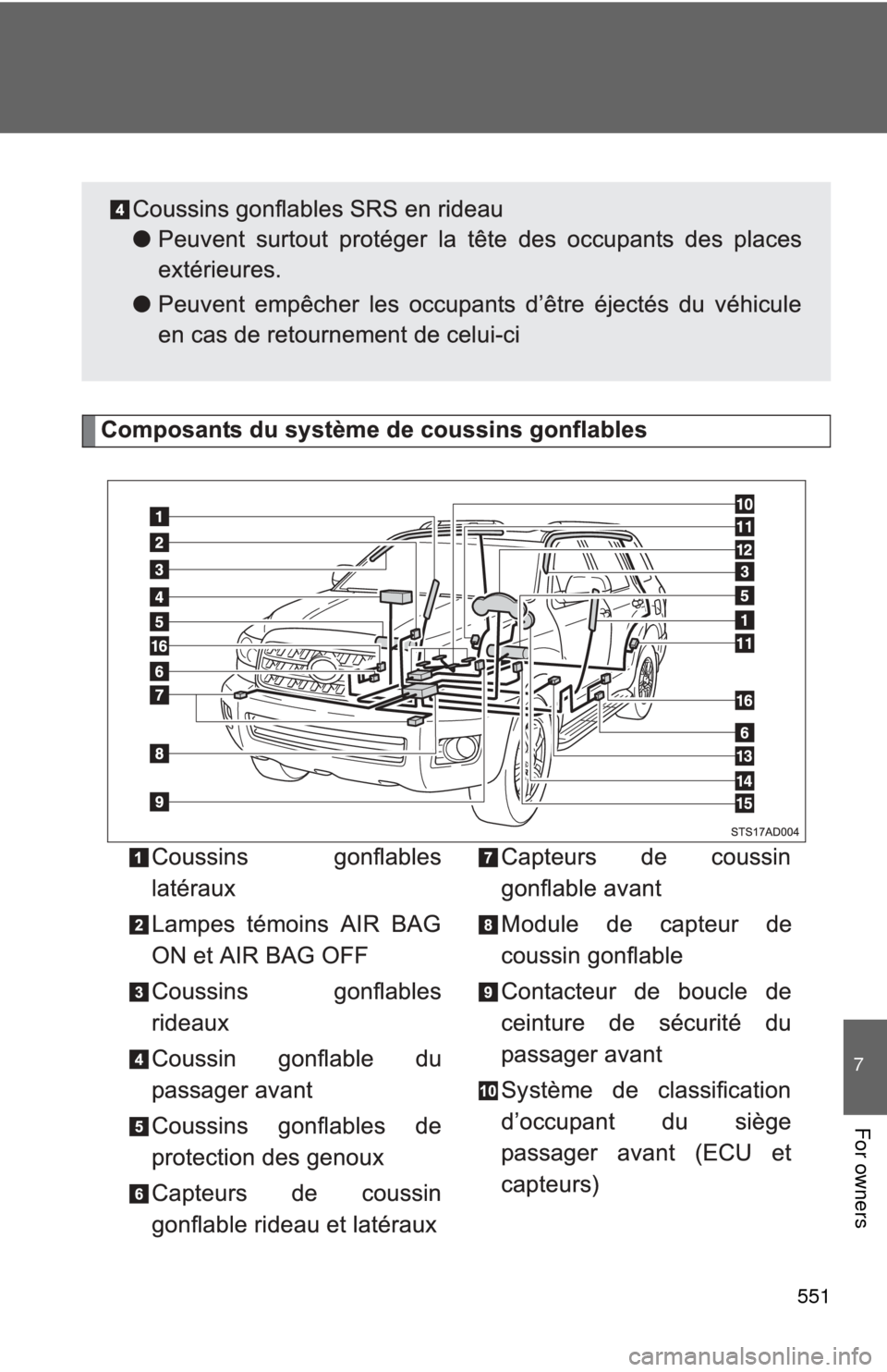 TOYOTA SEQUOIA 2016 2.G Owners Manual 551
7
For owners 