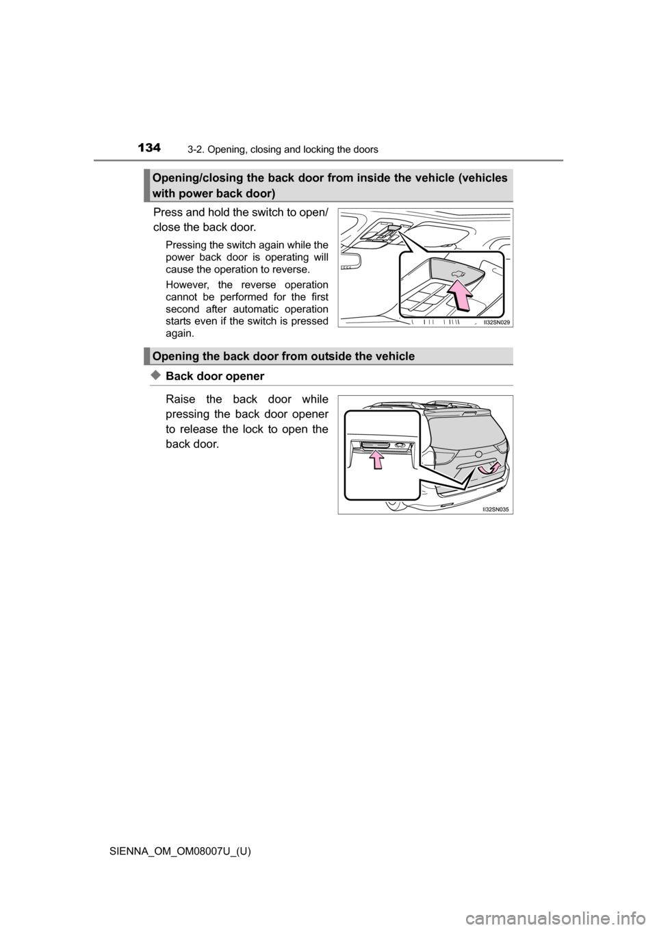 TOYOTA SIENNA 2017 XL30 / 3.G Owners Manual (672 Pages), Page 140