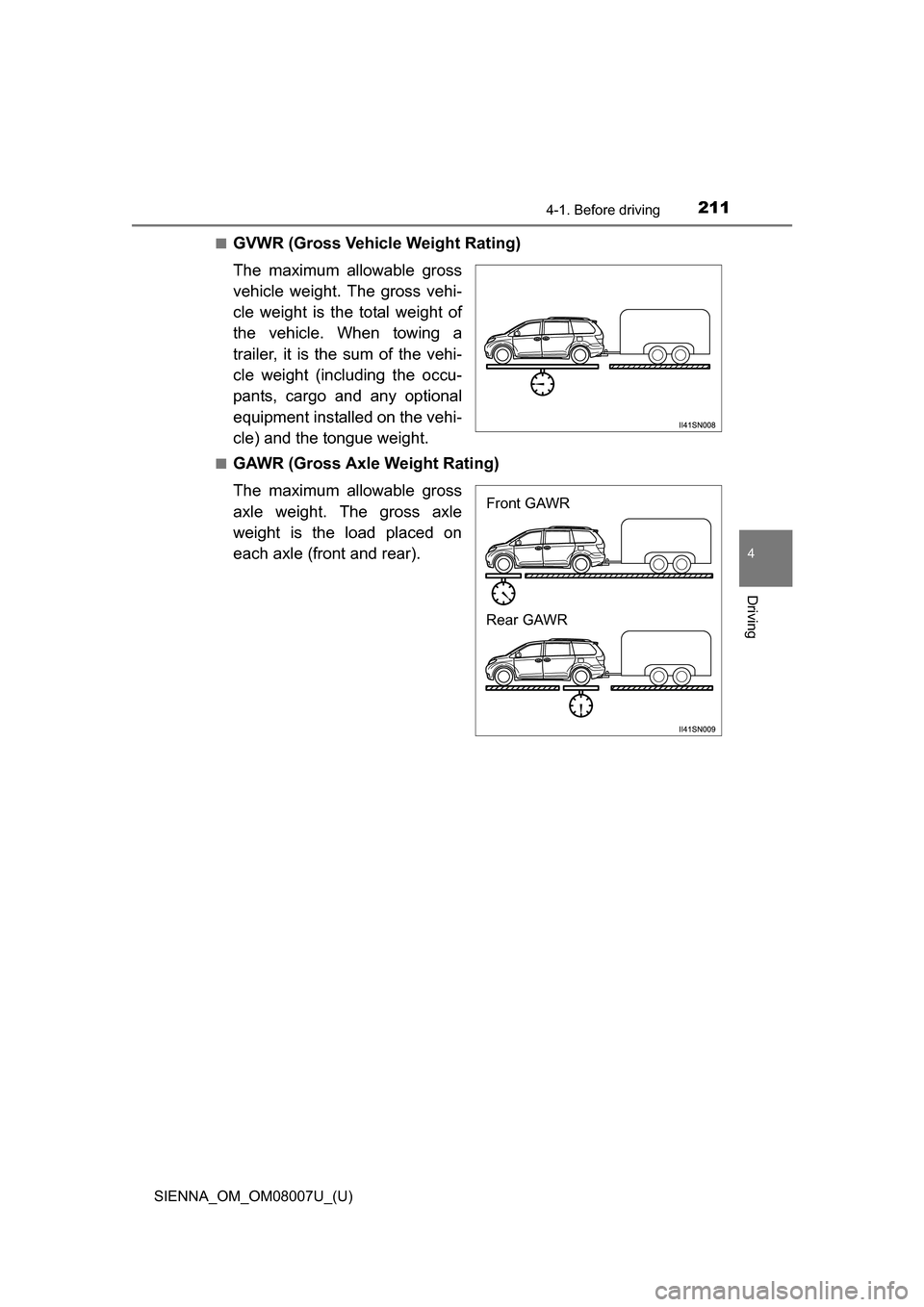 TOYOTA SIENNA 2017 XL30 / 3.G Owners Manual (672 Pages), Page 220
