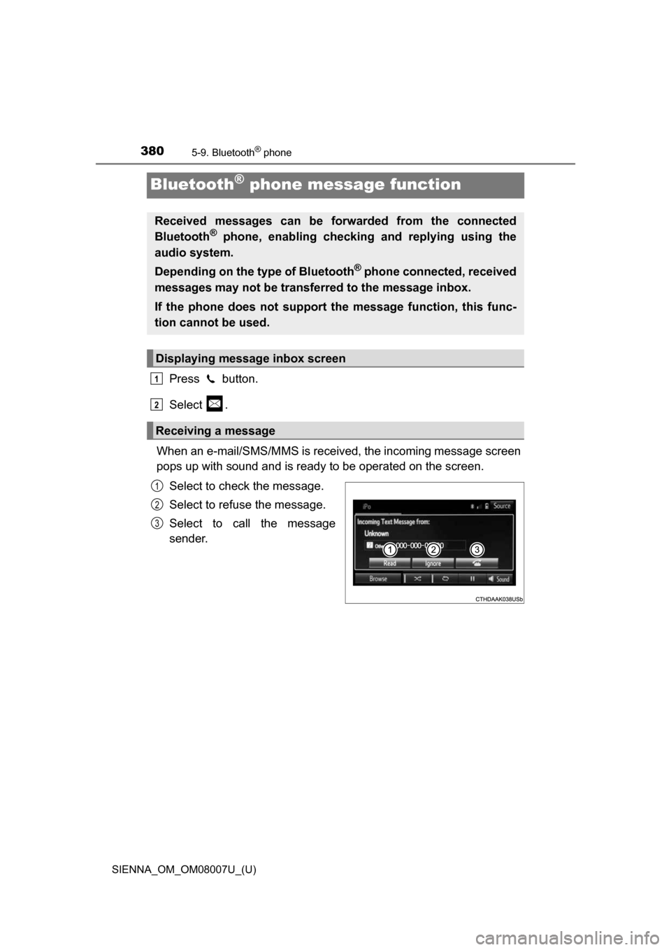 TOYOTA SIENNA 2017 XL30 / 3.G Owners Manual (672 Pages), Page 380 371