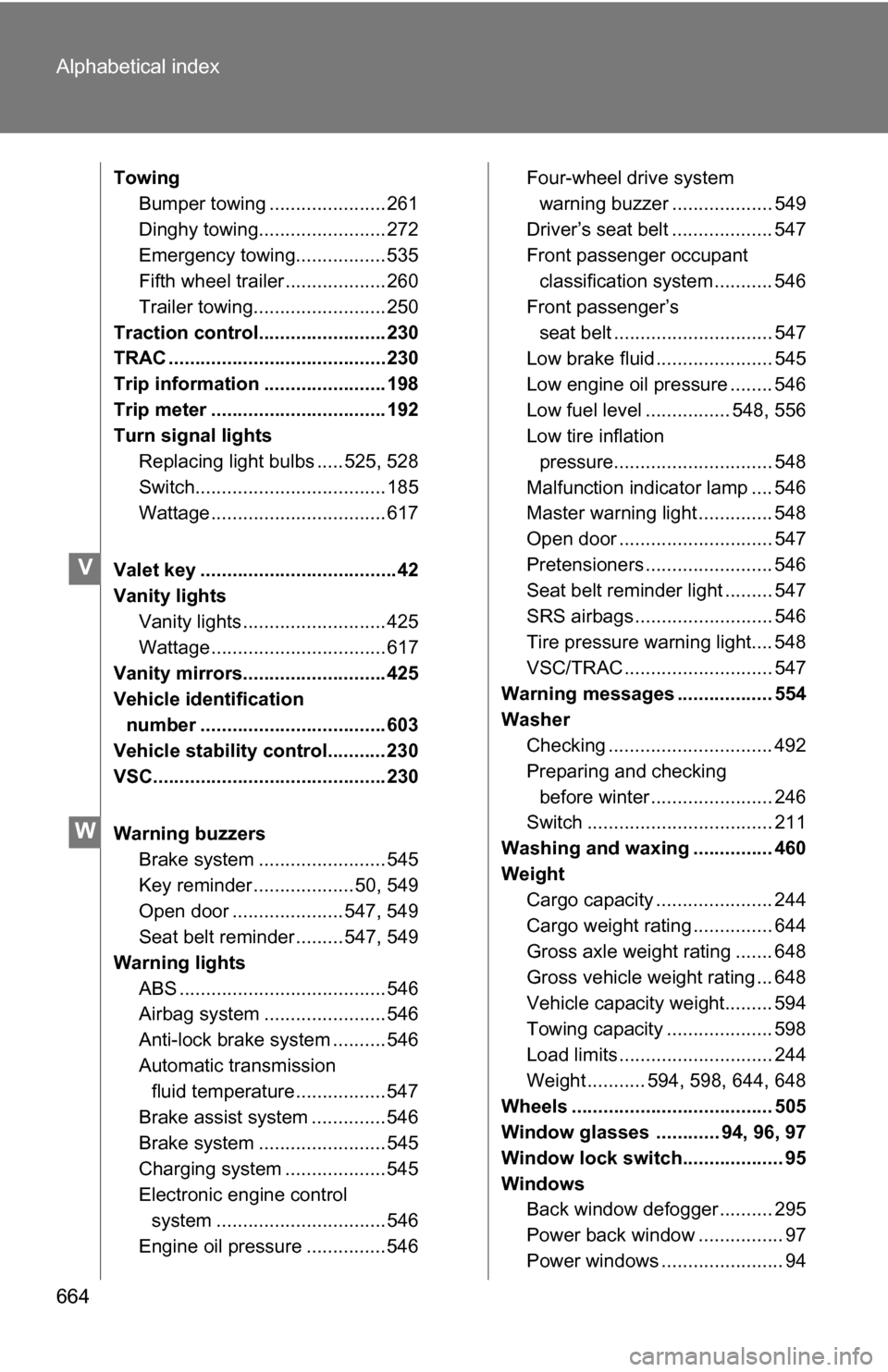 TOYOTA TUNDRA 2009 2.G Owners Manual 664 Alphabetical index
TowingBumper towing ...................... 261
Dinghy towing........................ 272
Emergency towing................. 535
Fifth wheel trailer ................... 260
Traile TOYOTA TUNDRA 2009 2.G Owners Manual 664 Alphabetical index
TowingBumper towing ...................... 261
Dinghy towing........................ 272
Emergency towing................. 535
Fifth wheel trailer ................... 260
Traile