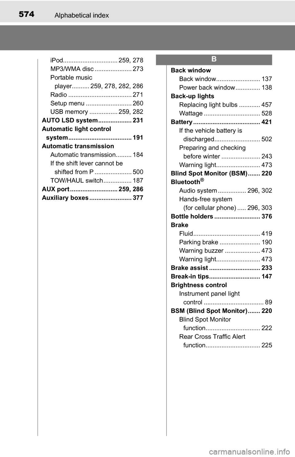 TOYOTA TUNDRA 2016 2.G Owners Manual 574Alphabetical index
iPod............................... 259, 278
MP3/WMA disc ..................... 273
Portable music player.......... 259, 278, 282, 286
Radio .................................... TOYOTA TUNDRA 2016 2.G Owners Manual 574Alphabetical index
iPod............................... 259, 278
MP3/WMA disc ..................... 273
Portable music player.......... 259, 278, 282, 286
Radio ....................................