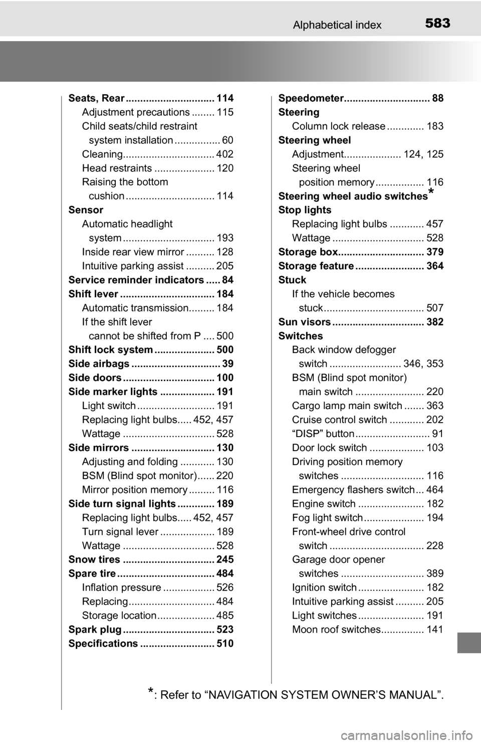 TOYOTA TUNDRA 2016 2.G Owners Manual 583Alphabetical index
Seats, Rear ............................... 114Adjustment precautions ........ 115
Child seats/child restraint system installation ................ 60
Cleaning................... TOYOTA TUNDRA 2016 2.G Owners Manual 583Alphabetical index
Seats, Rear ............................... 114Adjustment precautions ........ 115
Child seats/child restraint system installation ................ 60
Cleaning...................