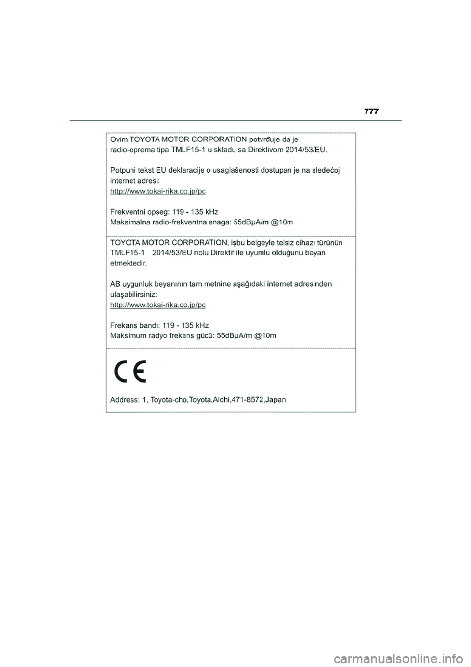 TOYOTA PRIUS PLUG-IN HYBRID 2021  Instructieboekje (in Dutch) 777
Prius Plug-in Hybrid_OM_OM47E75E_(EE)
Prius Plug-in Hybrid_OM_OM47E75E_(EE).book  Page 777  Tuesday, May 11, 2021  9:32 AM 