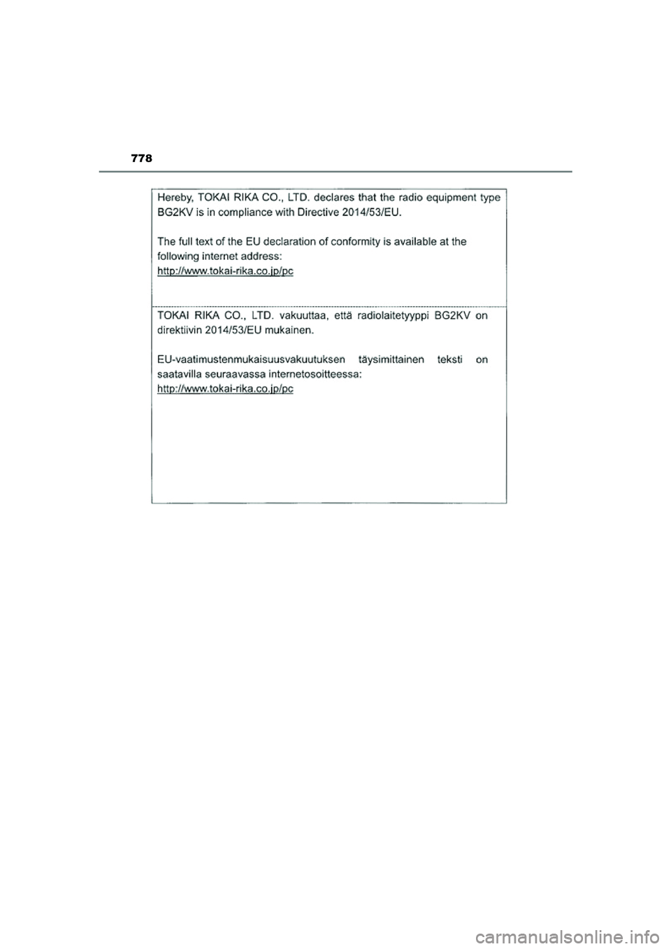 TOYOTA PRIUS PLUG-IN HYBRID 2021  Instructieboekje (in Dutch) 778
Prius Plug-in Hybrid_OM_OM47E75E_(EE)
Prius Plug-in Hybrid_OM_OM47E75E_(EE).book  Page 778  Tuesday, May 11, 2021  9:32 AM 