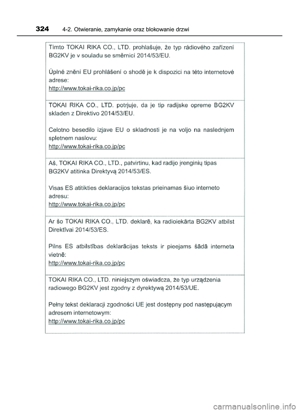 TOYOTA PRIUS PLUG-IN HYBRID 2021 Instrukcja obsługi (in Polish) 3244-2. Otwieranie, zamykanie oraz blokowanie drzwi
36 Prius Plug_in HV OM47D72E 18/8/20 13:46 Page 324 TOYOTA PRIUS PLUG-IN HYBRID 2021 Instrukcja obsługi (in Polish) 3244-2. Otwieranie, zamykanie oraz blokowanie drzwi
36 Prius Plug_in HV OM47D72E 18/8/20 13:46 Page 324