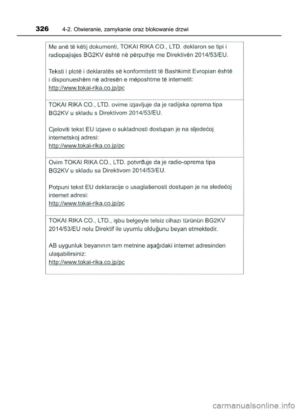 TOYOTA PRIUS PLUG-IN HYBRID 2021 Instrukcja obsługi (in Polish) 3264-2. Otwieranie, zamykanie oraz blokowanie drzwi
36 Prius Plug_in HV OM47D72E 18/8/20 13:46 Page 326 TOYOTA PRIUS PLUG-IN HYBRID 2021 Instrukcja obsługi (in Polish) 3264-2. Otwieranie, zamykanie oraz blokowanie drzwi
36 Prius Plug_in HV OM47D72E 18/8/20 13:46 Page 326