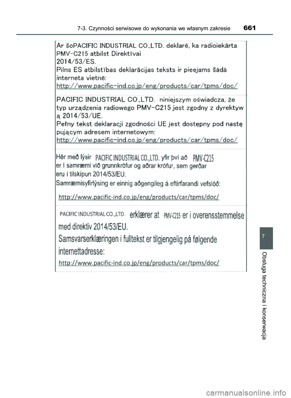 TOYOTA PRIUS PLUG-IN HYBRID 2021  Instrukcja obsługi (in Polish) 7-3. CzynnoÊci serwisowe do wykonania we w∏asnym zakresie661
7
Obs∏uga techniczna i konserwacja
36 Prius Plug_in HV OM47D72E  18/8/20  13:47  Page 661 