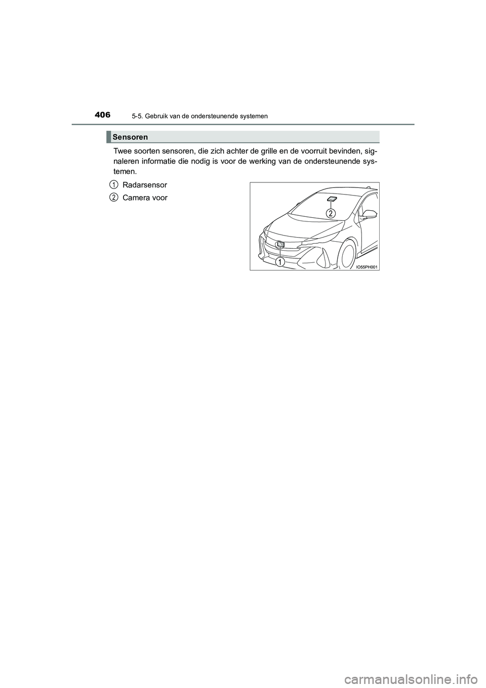 TOYOTA PRIUS PLUG-IN HYBRID 2020 Instructieboekje (in Dutch) 4065-5. Gebruik van de ondersteunende systemen
Prius Plug-in Hybrid_OM_OM47D72E_(EE)
Twee soorten sensoren, die zich achter de grille en de voorruit bevinden, sig-
naleren informatie die nodig is voor TOYOTA PRIUS PLUG-IN HYBRID 2020 Instructieboekje (in Dutch) 4065-5. Gebruik van de ondersteunende systemen
Prius Plug-in Hybrid_OM_OM47D72E_(EE)
Twee soorten sensoren, die zich achter de grille en de voorruit bevinden, sig-
naleren informatie die nodig is voor