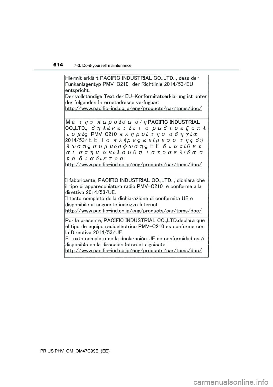TOYOTA PRIUS PLUG-IN HYBRID 2018  Owners Manual 6147-3. Do-it-yourself maintenance
PRIUS PHV_OM_OM47C99E_(EE) 