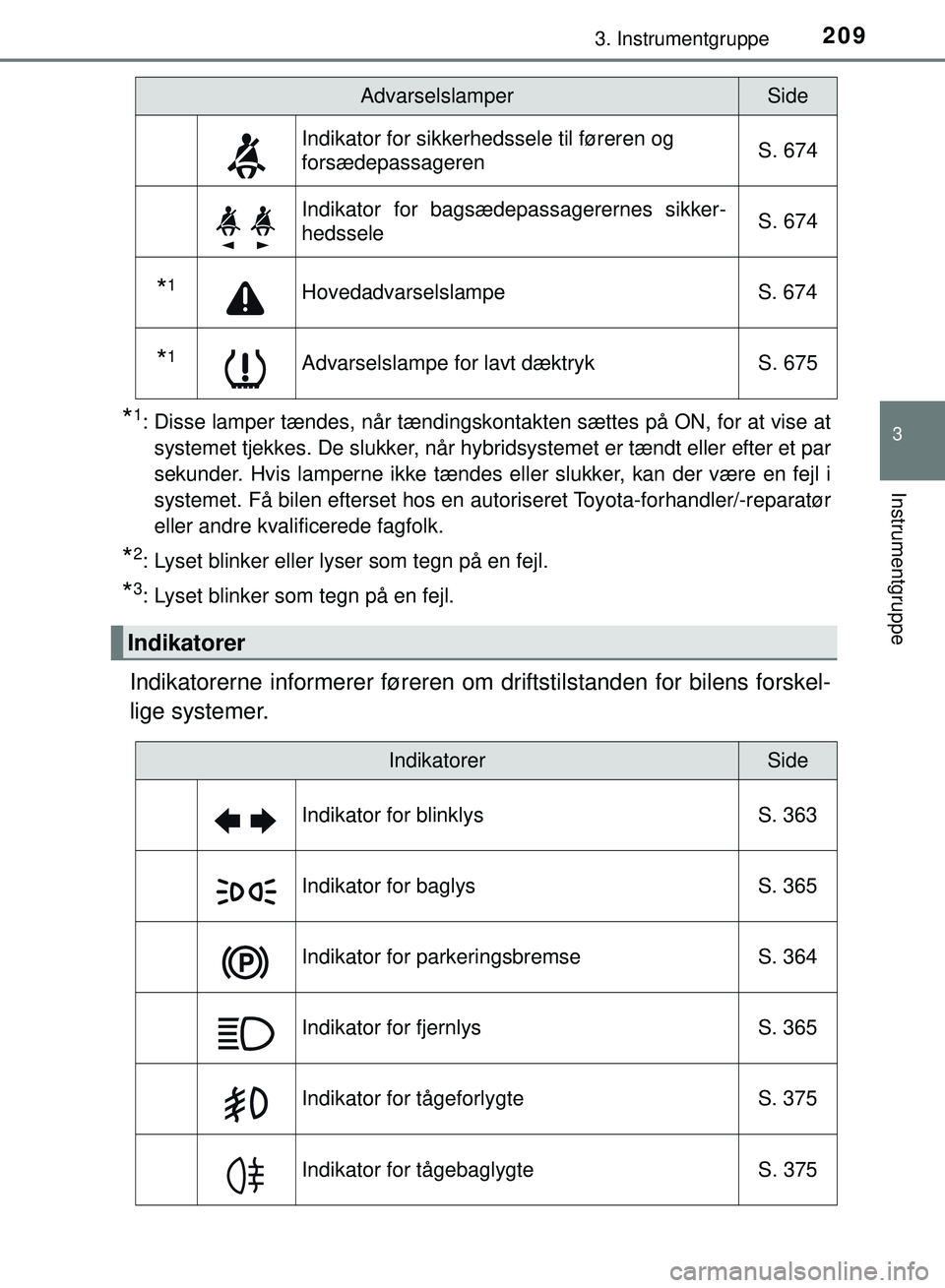 TOYOTA PRIUS PLUG-IN HYBRID 2018  Brugsanvisning (in Danish) 2093. Instrumentgruppe
3
Instrumentgruppe
OM47C99DK
*1: Disse lamper tændes, når tændingskontakten sættes på ON, for at vise atsystemet tjekkes. De slukker, når hybridsystemet er tændt eller ef